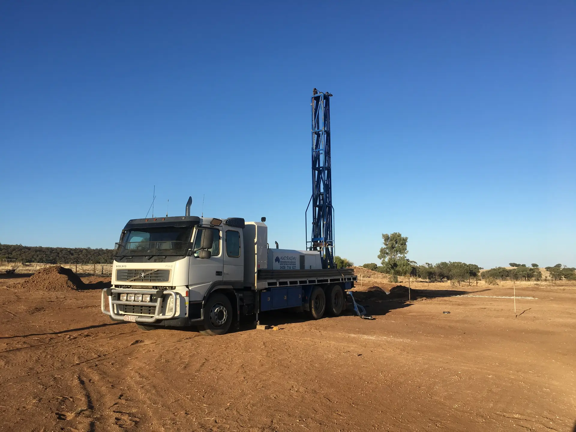 Australian Groundwater Services bore testing rig set up on site